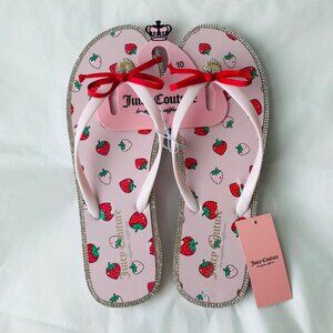 Juicy Couture Flip-Flops Slurpy Spring Rhinestones Heart Bow